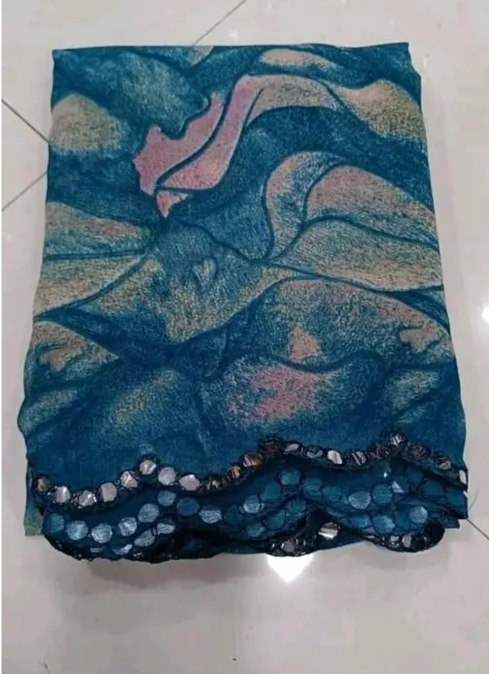 Fendy Luxury Georgette Printed Saree – Bollywood Party Wear with Aqua Blue Blouse Piece